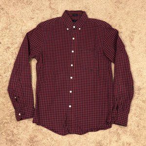 Maroon and Blue Checkered Slim J. Crew Button Up
